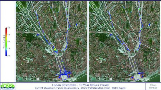 디지털 트윈을 통한 홍수 시물레이션/사진=리스본시