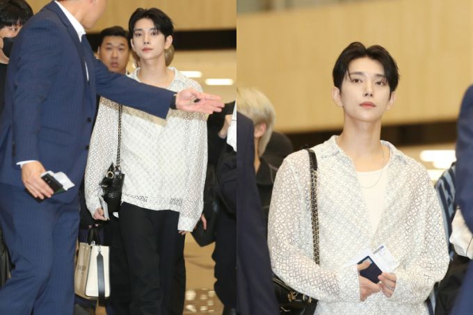 17일 해외 일정을 위해 김포국제공항을 통해 출국하는 세븐틴 조슈아 /사진=뉴스1