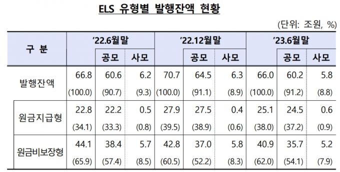 ELS(주가연계증권) 유형별 발행잔액 현황. /사진제공=금융감독원