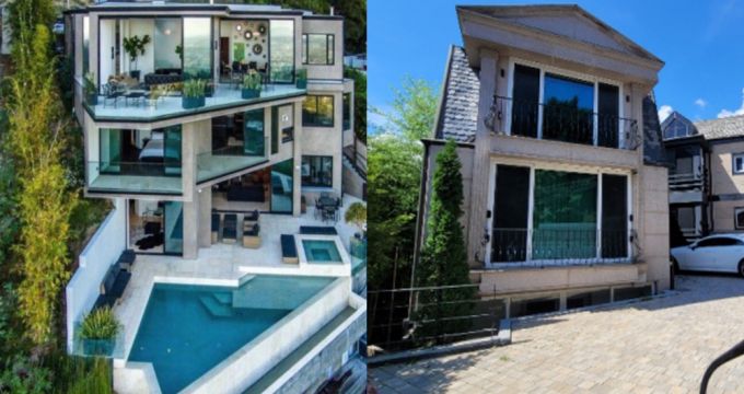 A씨가 비의 집이라며 받아본 사진(왼쪽)과 A씨가 실제 확인한 비의 집 전경. /사진=A씨 측 제공