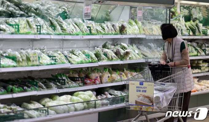 (서울=뉴스1) 김성진 기자 = 통계청의 10월 소비자물가 동향 발표를 하루 앞둔 1일 서울 서초구 하나로마트 양재점에서 시민들이 장을 보고 있다. 2023.11.1/뉴스1  Copyright (C) 뉴스1. All rights reserved. 무단 전재 및 재배포,  AI학습 이용 금지.