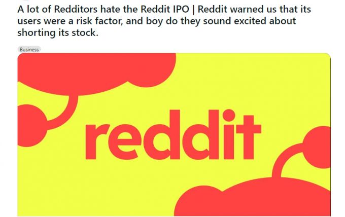 미국 커뮤니티 사이트 레딧에 '수많은 레딧터(레딧 사용자)들이  기업공개(IPO)를 싫어하는 이유' 라는 제목의 게시물이 게재됐다. /사진=레딧 사이트 갈무리