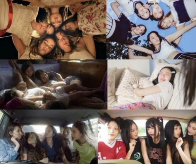 왼쪽이 영화 '무스탕:랄리의 여름', 오른쪽이 뉴진스 뮤직비디오/사진=온라인 커뮤니티 갈무리