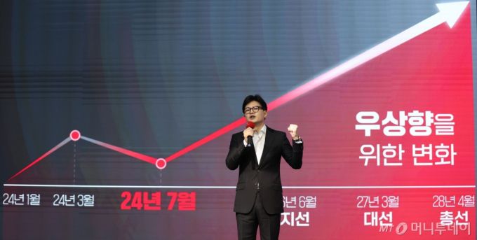 한동훈 국민의힘 당대표 후보가 2일 오전 서울 강서구 ASSA아트홀에서 열린 ‘체인지 5분 비전발표회’에서 정견 발표를 하고 있다. 2024.07.02. /사진=뉴시스 /사진=