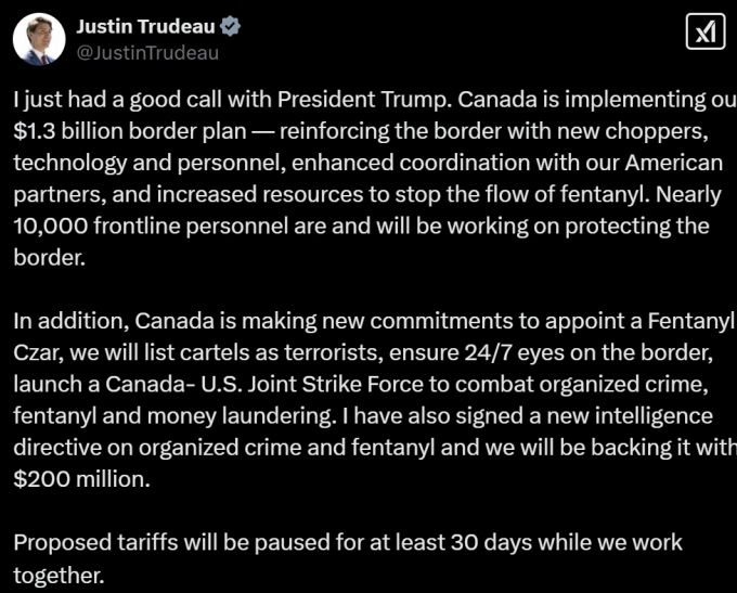 /사진=쥐스탱 트뤼도 캐나다 총리 X