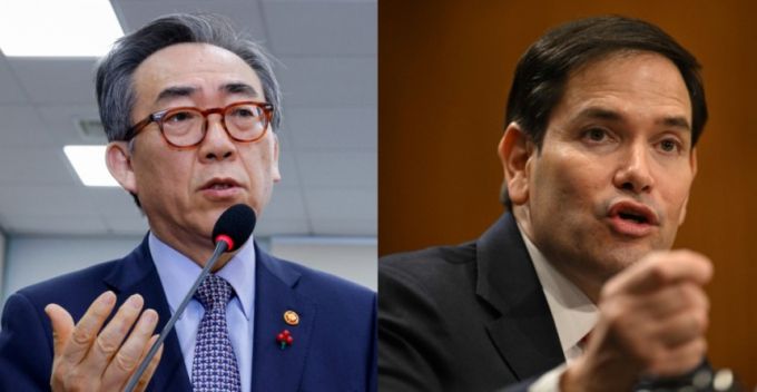 이시바 시게루(石破茂) 일본 총리가 도널드 트럼프 미국 대통령과 정상회담에 나서는 가운데 한국은 미국과 외교장관회담 조율에도 어려움을 겪고 있는 것으로 알려졌다. 사진은 조태열 외교부 장관과 트럼프 2기 행정부의 마코 루비오 미 국무부 장관. / AFP=뉴스1