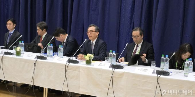 조태열 외교부 장관이 15일(현지시간) 독일 뮌헨안보회의(MSC) 참석을 계기로 열린 한미일 외교장관회담에 참석하고 있다. / 사진=뉴스1