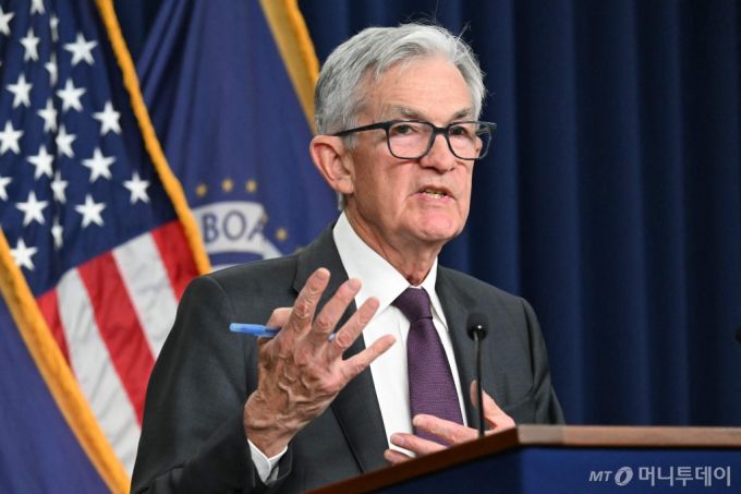 제롬 파월 미국 연방준비제도(연준) 의장이 지난 1월29일 연방공개시장위원회(FOMC) 이후 기자회견을 갖는 모습 /AFPBBNews=뉴스1