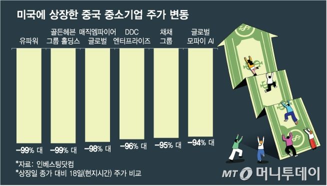 미국에 상장한 중국 중소기업 주가 변동. /그래픽=김다나