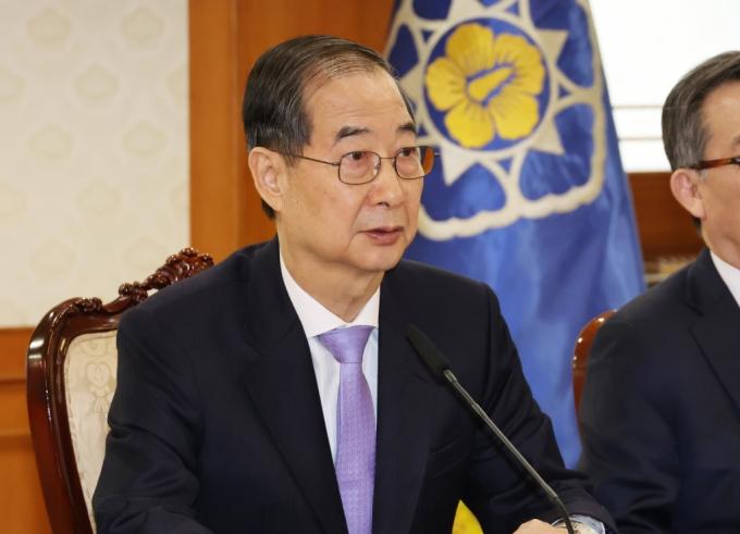 한덕수 대통령 권한대행 국무총리가 24일 정부서울청사에서 열린 국무위원간담회에서 발언하고 있다. /사진=대통령실통신사진기자단,뉴시스