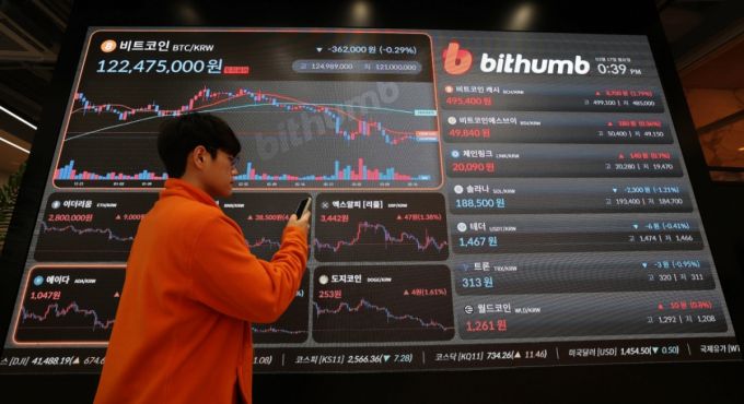 서울 서초구 빗썸라운지 전광판./사진=뉴스1 /사진=(서울=뉴스1) 박세연 기자