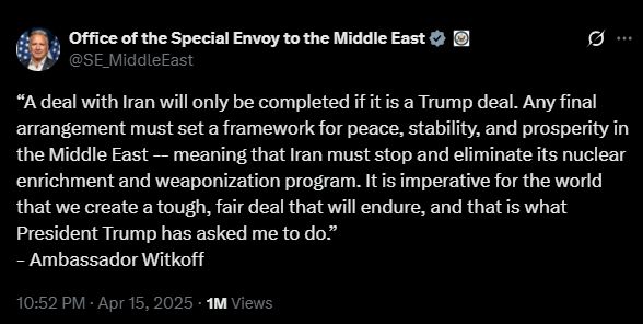 /사진=스티브 위트코프 미국 중동 특사 X 계정