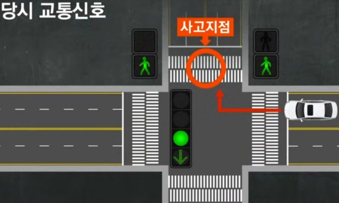 지난 9일 오후 7시40분쯤 경기 남양주시 다산동 한 사거리에서 법인 리스 차량을 몰던 남성 A씨(50대)가 보행자 신호에 횡단보도를 건너던 초등학생 B군(9)을 치고 달아났다./사진=JTBC '사건반장'