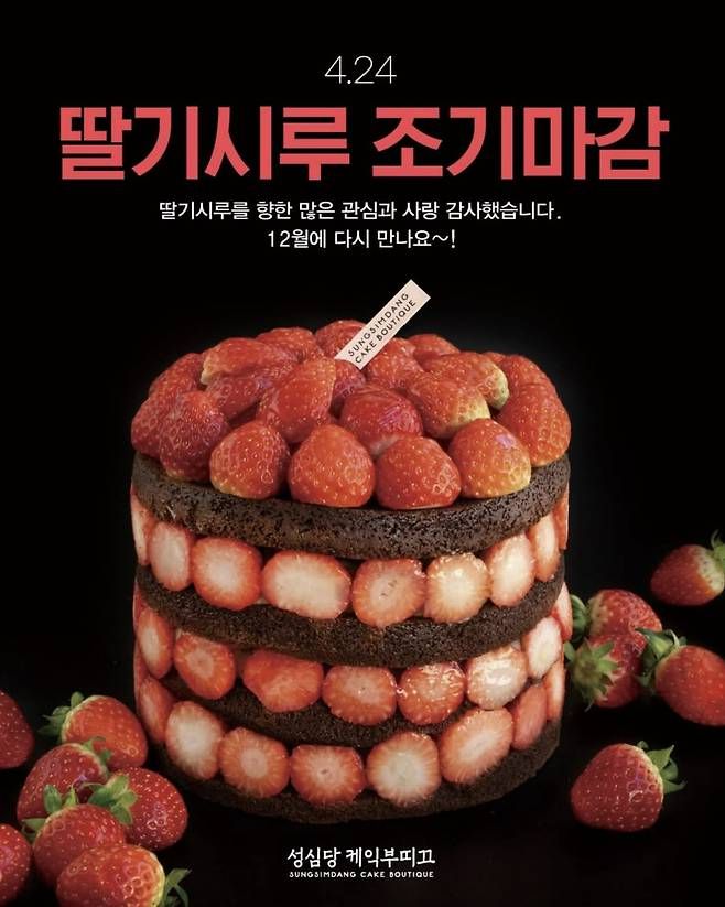 대전 빵집 성심당의 인기 메뉴 '딸기시루' 판매가 조기 종료됐다./사진제공=성심당