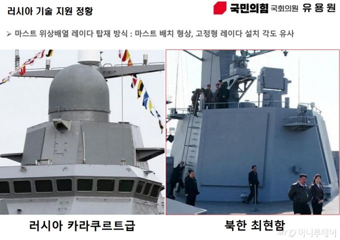 북한과 러시아의 함정에 탑재된 위상배열 레이더. 관련 기술은 이지스함의 핵심 기술이다. / 사진=유용원 국민의힘 의원