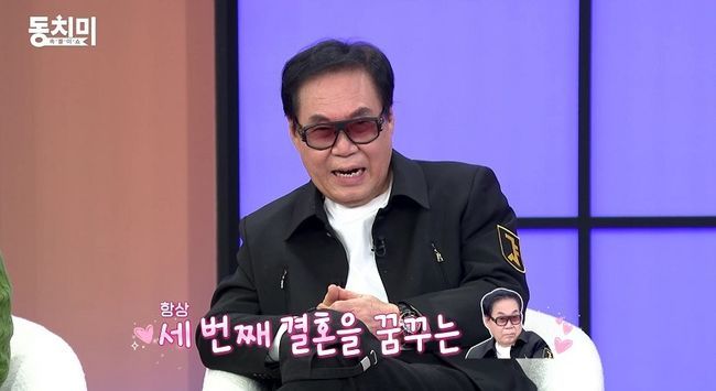 가수 조영남이 세 번째 결혼을 꿈꾼다고 밝히자 배우 김영옥이 일침을 가한다. /사진= MBN 예능 '동치미'