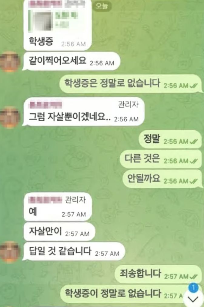 자경단 총책 김녹완이 피해자와 나눈 대화 내역./사진제공=서울경찰청.