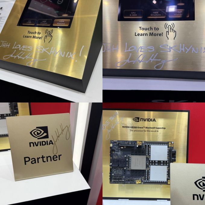 젠슨 황 엔비디아 CEO가 20일 대만에서 열린 '컴퓨텍스 2025' SK하이닉스 전시관을 찾아 남긴 사인의 모습 /사진=김남이 기자