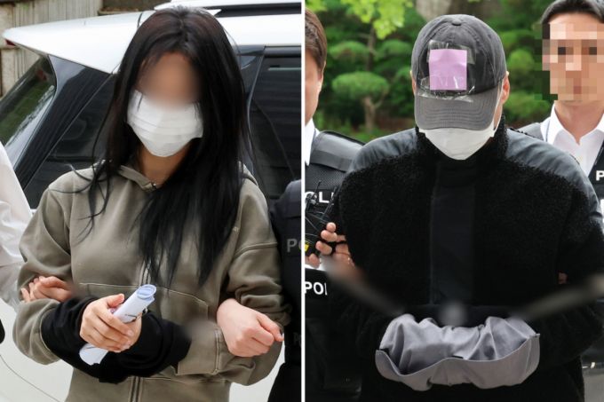 손흥민으로부터 공갈 혐의로 고소당한 20대 여성 A씨(왼쪽)와 40대 남성 B씨의 모습. /사진=뉴스1