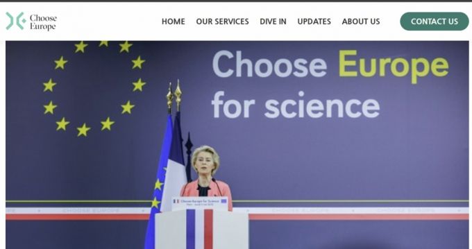 유럽연합(EU)의 '과학을 위해 유럽을 선택하라' 홈페이지
