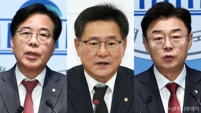 오는 16일 예정된 국민의힘 원내대표 선거에 출마한 송언석·이헌승·김성원 국민의힘 의원(왼쪽부터. 기호순)/사진=뉴스1
