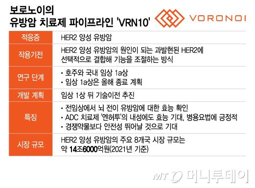 보로노이의 유방암 치료제 파이프라인 'VRN10'/그래픽=이지혜