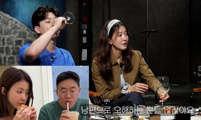 이시영이 틱톡에 함께 출연한 '안경남'은 전남편이 아니라 콘텐츠 제작사 대표라고 해명했다. /사진=유튜브 '짠한형' 갈무리