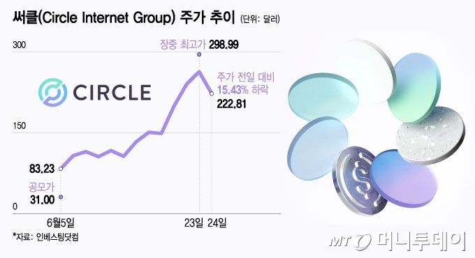 써클(Circle Internet Group) 주가 추이/그래픽=윤선정