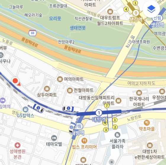 지하철 시간표보다 늦게 역에 도착하는 1호선 열차가 카카오맵 '초정밀 지도'에는 정확히 표시되고 있었다. /사진=카카오맵 캡처