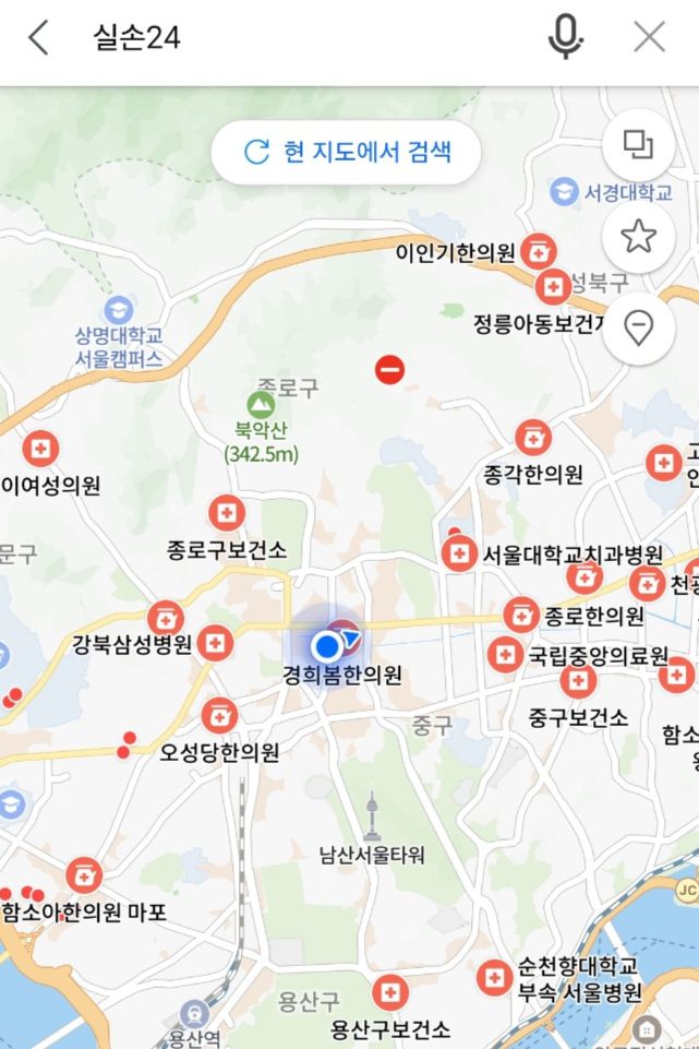 네이버 지도에서 실손24를 검색하면 주변에 실손보험 청구 전산화 서비스를 시행하는 병원, 의원, 약국 등을 쉽게 확인할 수 있다./사진=배규민 기자