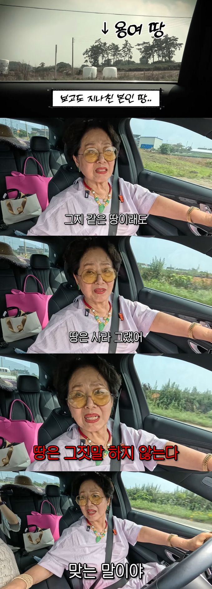 배우 선우용여가 사별 후 남편 유산으로 받은 전남 해남의 땅 900평을 인증했다./사진=유튜브 채널 '순풍 선우용여' 영상