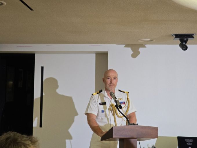 앤디 램 준장(영국 국방무관, 영국한국전쟁추모위원회장)이  25일 서울 중구 주한영국대사관에서 열린 '영웅들의 발자취 위에 서다: 임진강 전투 디지털 투어' 콘텐츠 공식 출범식에서 발표하고 있다. /사진=김상희 기자