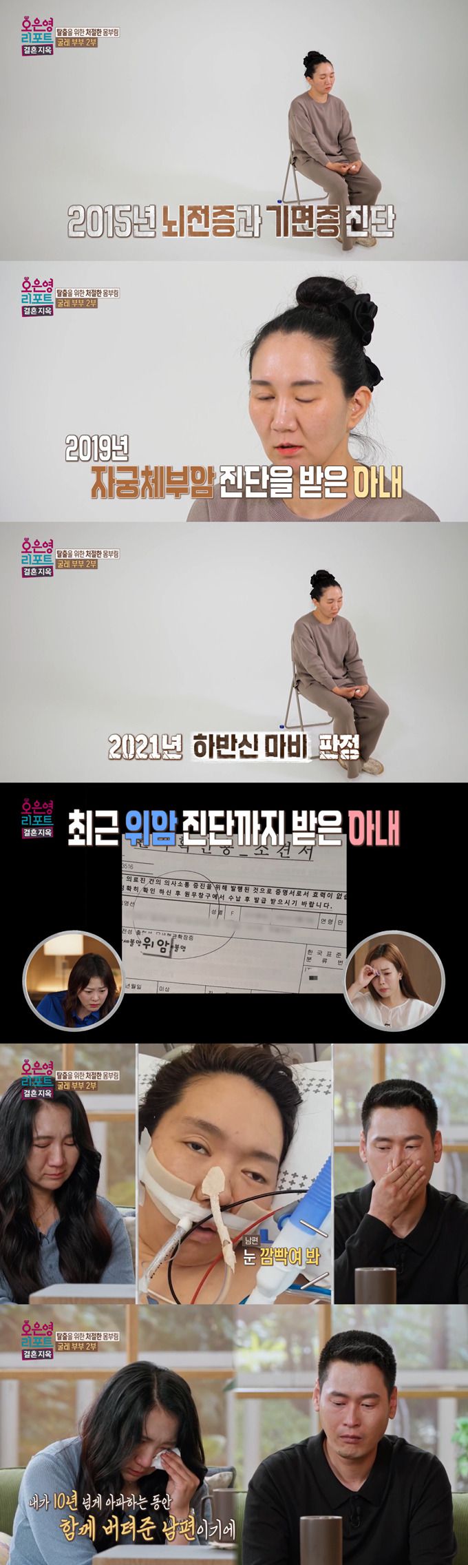 희귀병과 2번의 암 진단을 받은 아내가 남편의 도박 중독을 자책했다./사진=MBC '오은영 리포트-결혼 지옥' 방송 화면