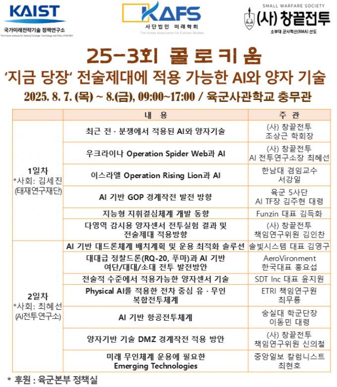 창끝전투학회는 오는 7~8일 서울 노원구 육군사관학교 충무관에서 2025년 3회 콜로키엄(colloquium·세미나) 행사를 개최한다. / 사진=창끝전투학회
