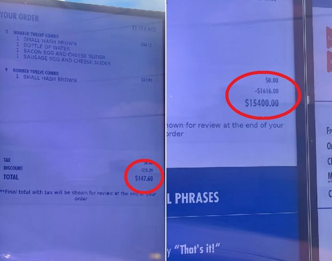 미국 한 햄버거 가게에서 드라이브 스루로 주문했다가 AI 종업원 실수로 2000만원 넘는 계산서를 받은 사연이 전해졌다./사진=틱톡 'truckerboyju'