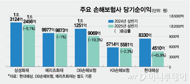 주요 손해보험사 당기순이익/그래픽=최헌정