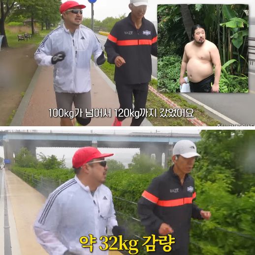 개그맨 강재준이 가수 션과 함께 러닝을 하며 다이어트 비하인드를 전했다.사진=유튜브 채널 ‘션과 함께’