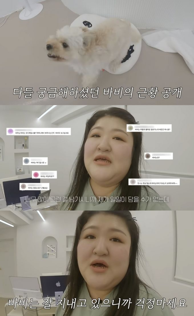 코미디언 이국주가 반려견 바비의 근황을 전했다./사진=유튜브 채널 '이국주'