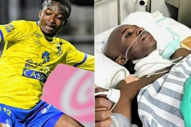 수술 후 병상에 누운 사무엘 아사모아의 모습. /사진=스타뉴스(SNS 캡처)