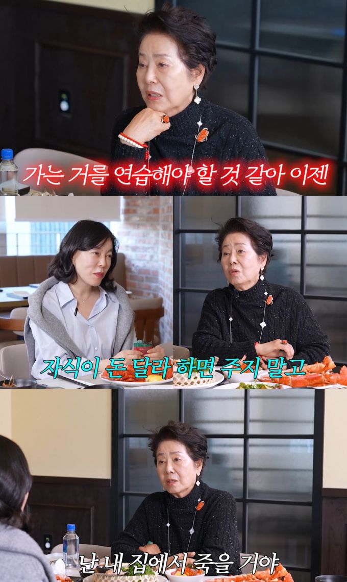 배우 선우용여(80)가 노년, 죽음과 관련해 이야기했다. /사진=유튜브 영상 갈무리