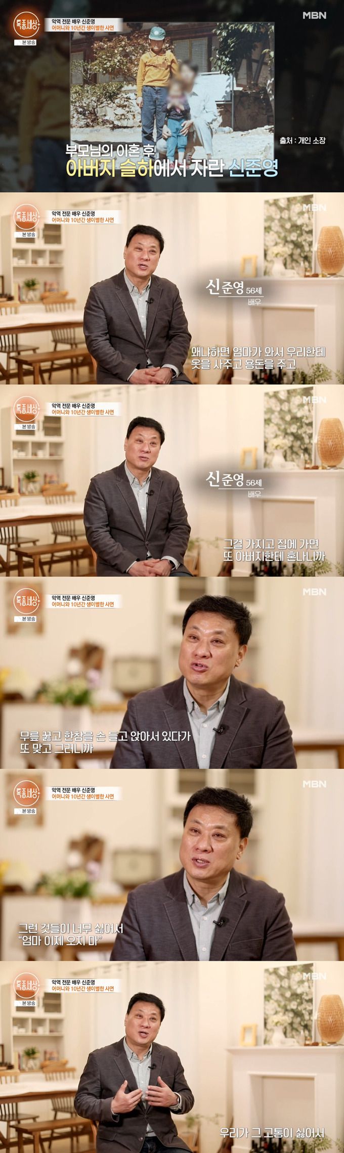 배우 신준영이 가정폭력 피해로 인한 상처를 고백했다./사진=MBN '특종세상' 방송 화면