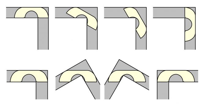 폭이 '1'인 L자 모양의 복도를 지나는 거버의 소파 /사진=백진언(https://arxiv.org/pdf/2411.19826)