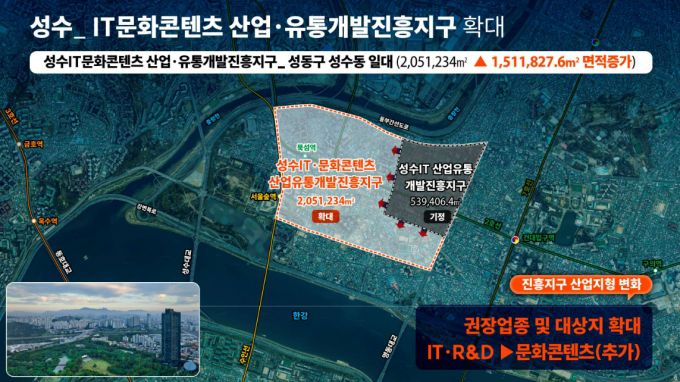 성수 IT문화콘텐츠 산업·유통 진흥지구 위치도 /사진제공=서울시