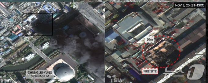지난 2일 평양에서 화재가 발생한 것으로 11일 파악됐다. /사진=SI 애널리틱스'(SI Analytics) 보고서 갈무리