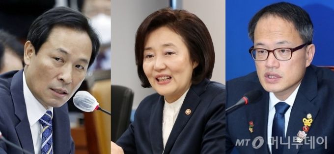 (왼쪽부터) 우상호 더불어민주당 의원, 박영선 중소벤처기업부 장관, 박주민 더불어민주당 의원./사진=머니투데이DB