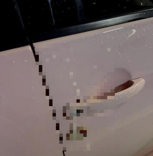 '체액 테러'를 당한 피해 차주가 공개한 사진. 차량 손잡이 남성 체액이 묻어 있다. /사진=온라인 커뮤니티