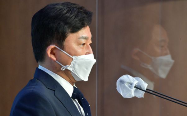 원희룡 제주도지사가 20일 오전 서울 여의도 국회 소통관에서 기자회견을 열고 일본 후쿠시마 오염수 방류 중단을 촉구하고 있다./연합뉴스