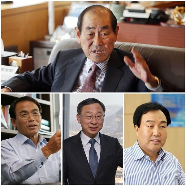위부터 시계 방향으로 윤종용 전 삼성전자 부회장, 이기태 전 삼성전자 부회장, 황창규 전 KT 회장, 진대제 스카이레이크인베스트먼트 회장./조선일보DB