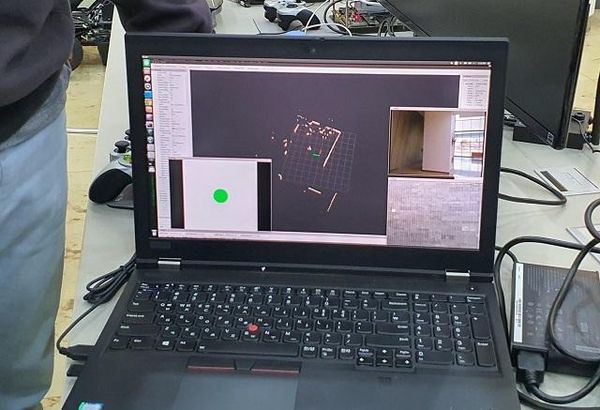 에이드봇이 파악한 실내공간의 지형지물이 관리자의 컴퓨터에 지도 형태로 전송된다./김윤수 기자