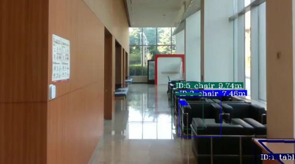 에이드봇의 카메라 시점.  AI를 통해 물체의 종류를 구분하고 사람의 접촉이 잦은 물체는 더 집중적으로 소독한다./KIST 제공